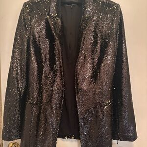 Something Navy Sparkling Black Sequin Blazer
